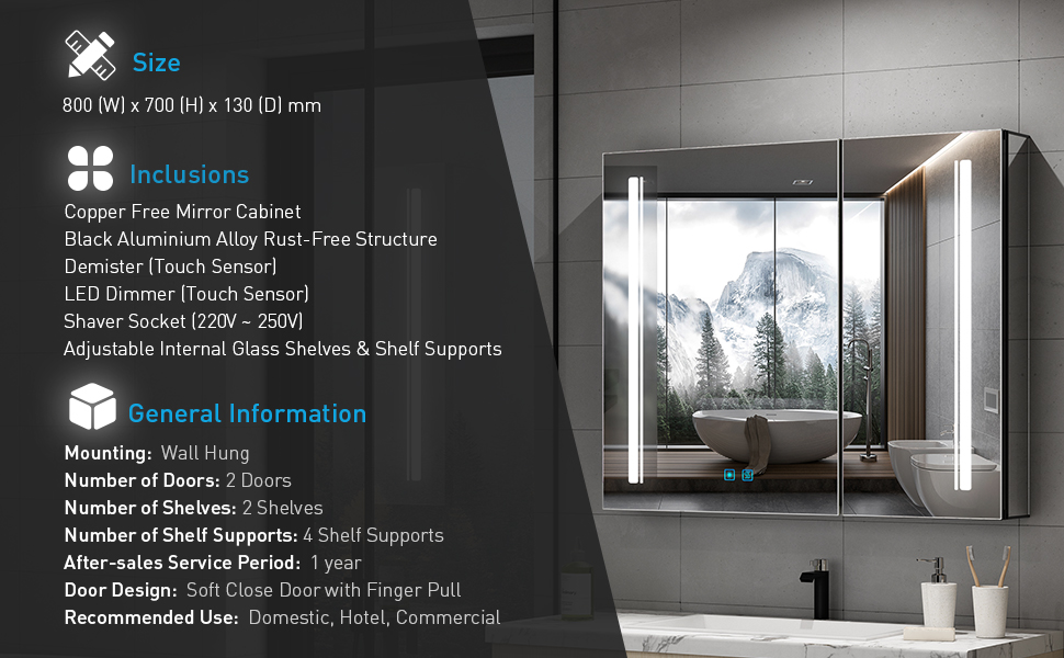 buy LED illuminated bathroom cabinets modern matte black make up