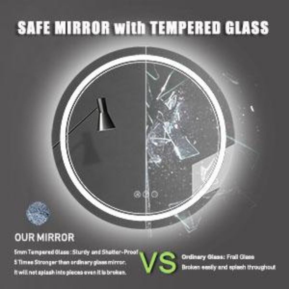buy round bathroom led mirror dimmable lighting