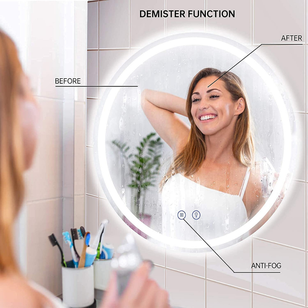 buy round bathroom led mirror illuminated backlit