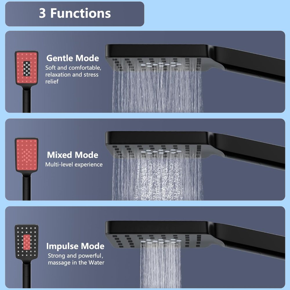 buy square thermostatic shower three functions hand shower